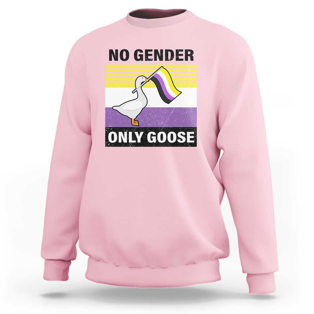 Funny Non Binary Sweatshirt No Gender Only Goose LGBTQ Enby Flag - Wonder Print Shop