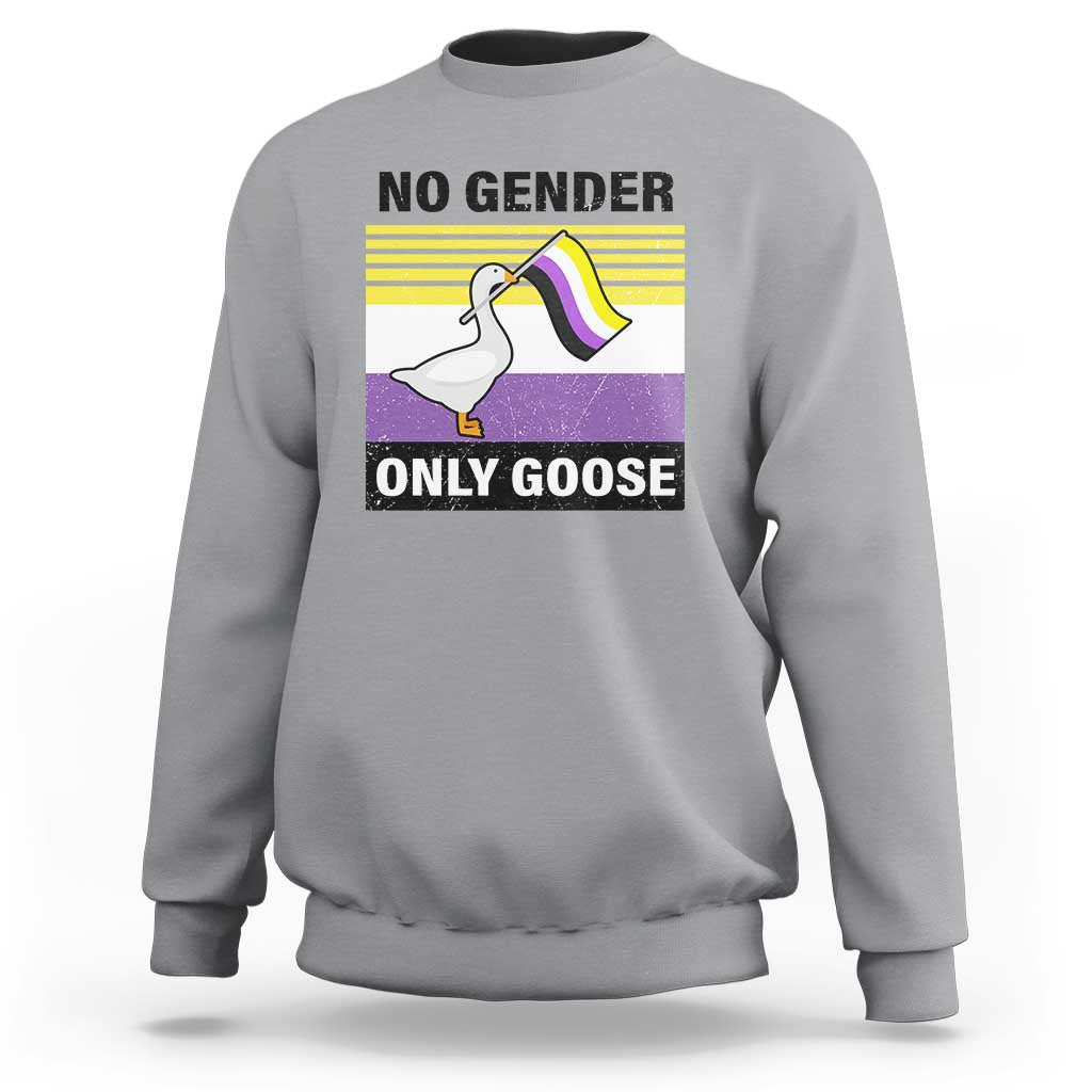 Funny Non Binary Sweatshirt No Gender Only Goose LGBTQ Enby Flag - Wonder Print Shop