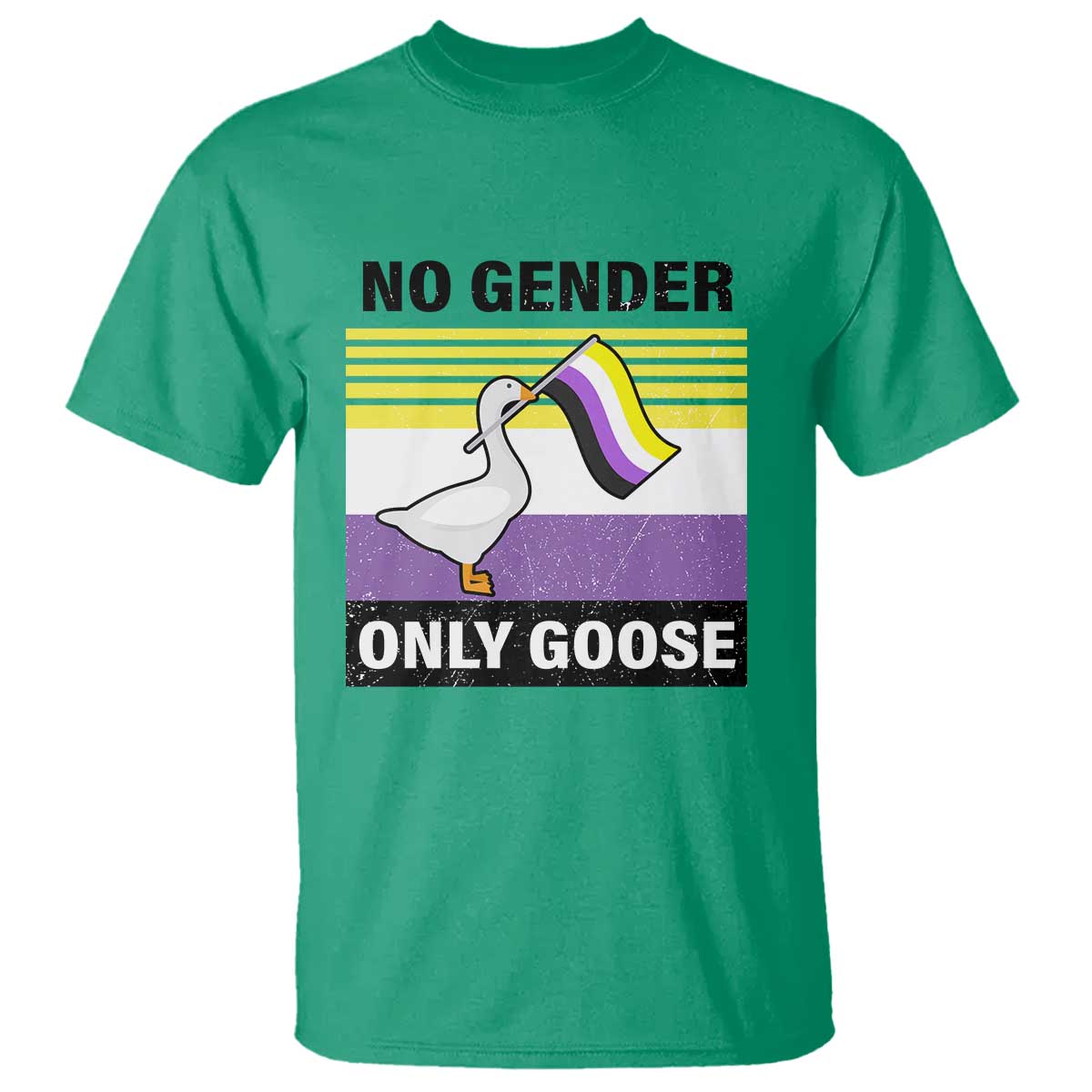Funny Non Binary T Shirt No Gender Only Goose LGBTQ Enby Flag - Wonder Print Shop