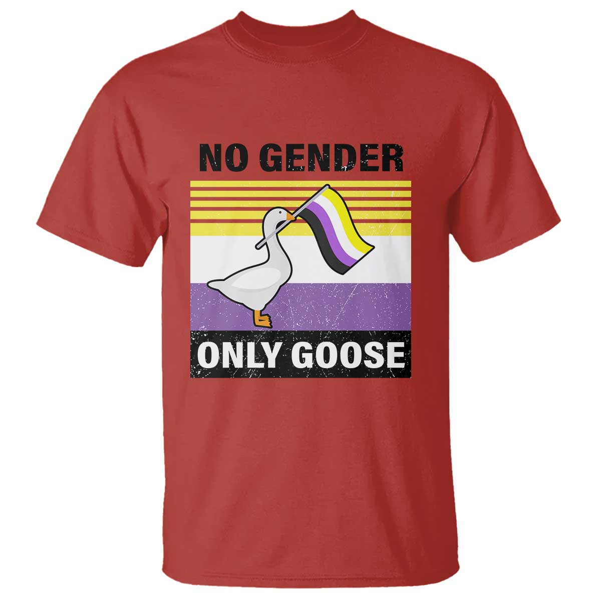 Funny Non Binary T Shirt No Gender Only Goose LGBTQ Enby Flag - Wonder Print Shop