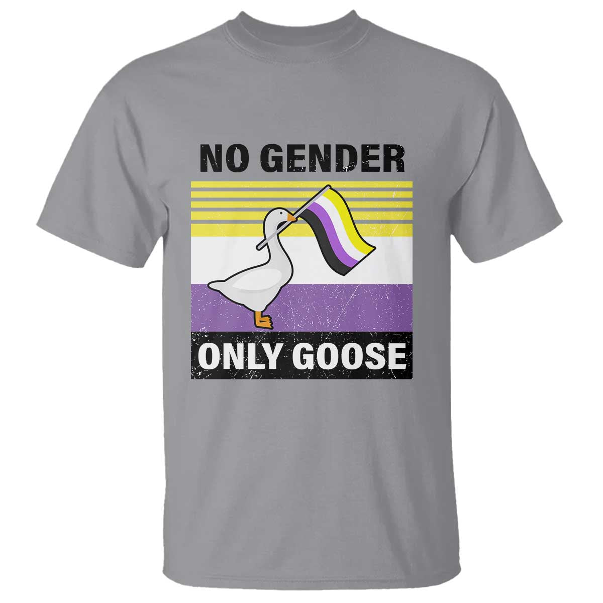Funny Non Binary T Shirt No Gender Only Goose LGBTQ Enby Flag - Wonder Print Shop