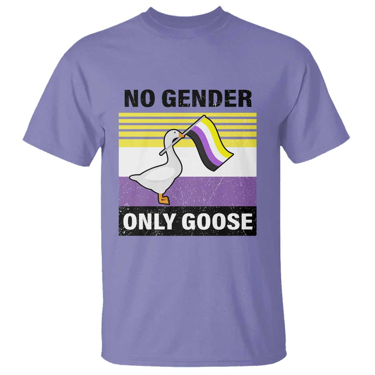 Funny Non Binary T Shirt No Gender Only Goose LGBTQ Enby Flag - Wonder Print Shop
