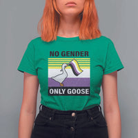 Funny Non Binary T Shirt For Women No Gender Only Goose LGBTQ Enby Flag - Wonder Print Shop