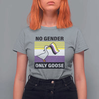 Funny Non Binary T Shirt For Women No Gender Only Goose LGBTQ Enby Flag - Wonder Print Shop