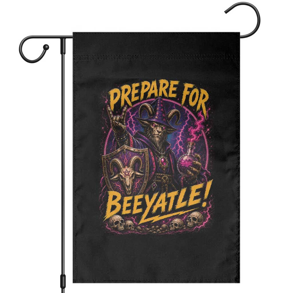 Prepare For Beeyatle Garden Flag Funny Goat Wizard LitRPG Lover