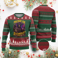 Prepare For Beeyatle Ugly Christmas Sweater Funny Goat Wizard LitRPG Lover