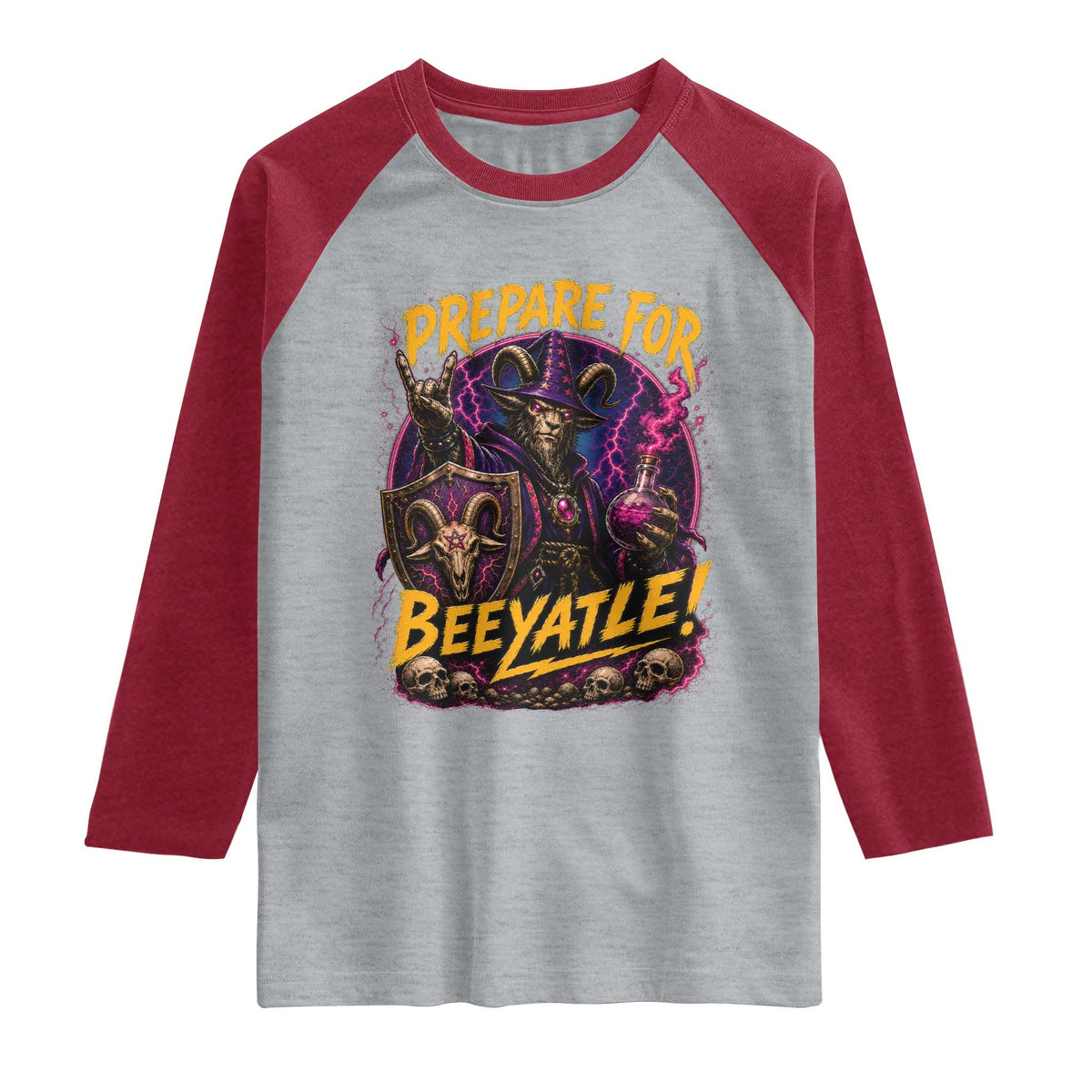 Prepare For Beeyatle Raglan Shirt Funny Goat Wizard LitRPG Lover