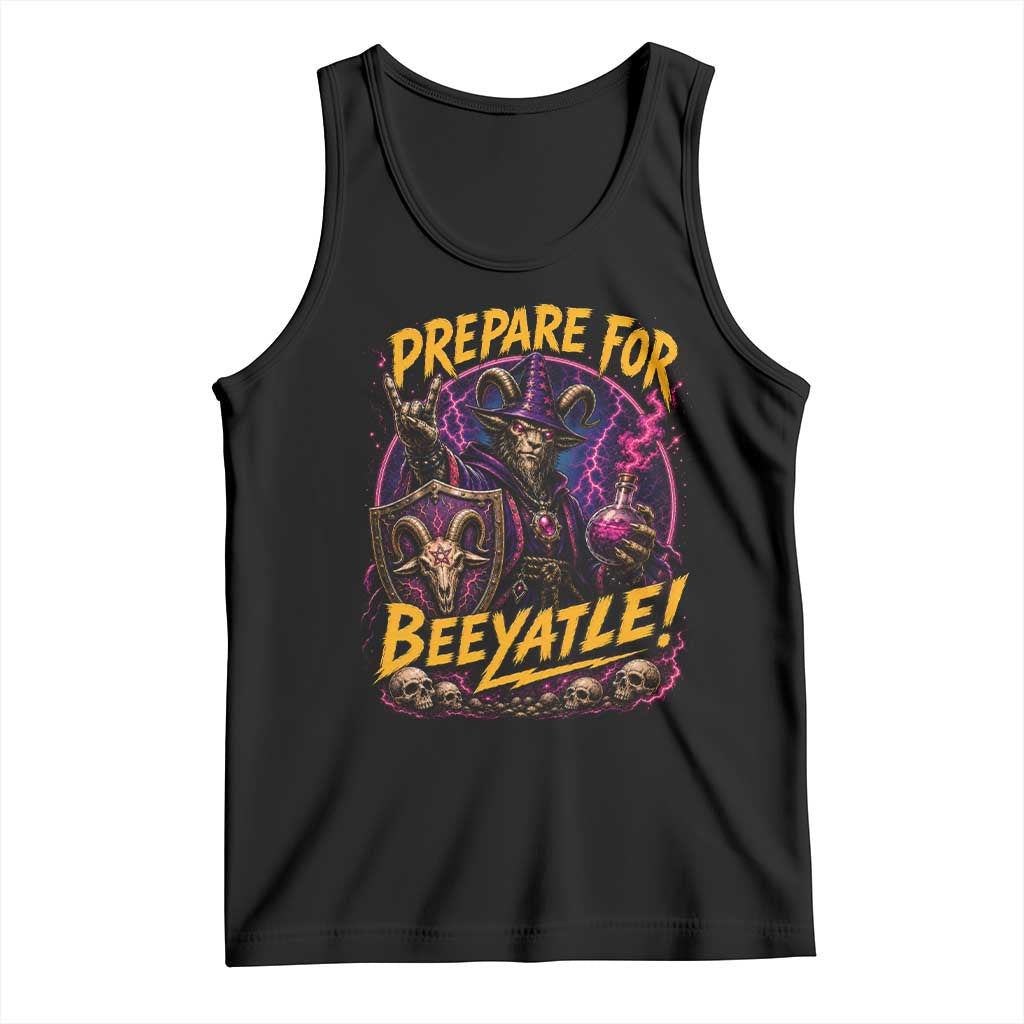 Prepare For Beeyatle Tank Top Funny Goat Wizard LitRPG Lover