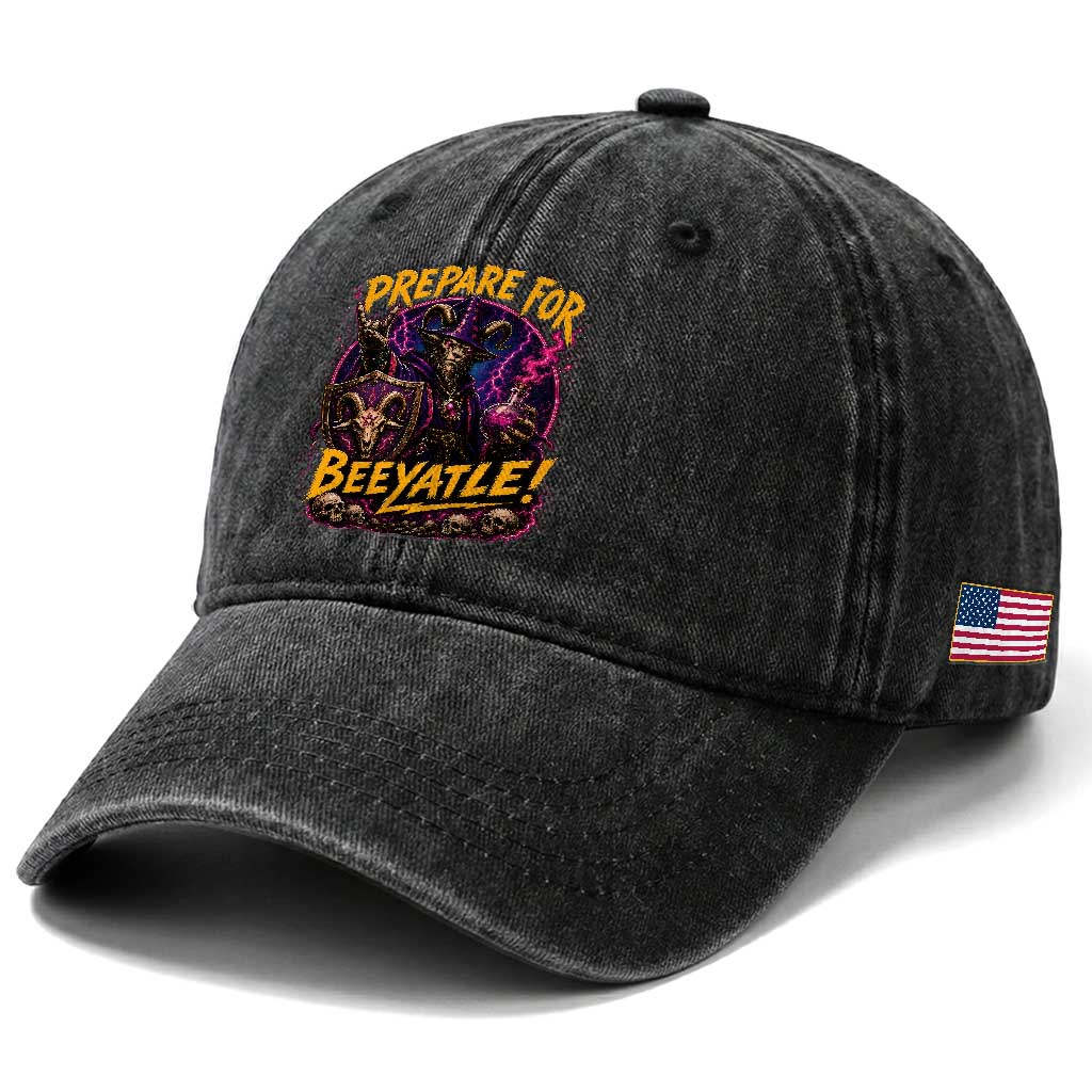 Prepare For Beeyatle Washed Cotton Baseball Cap Funny Goat Wizard LitRPG Lover