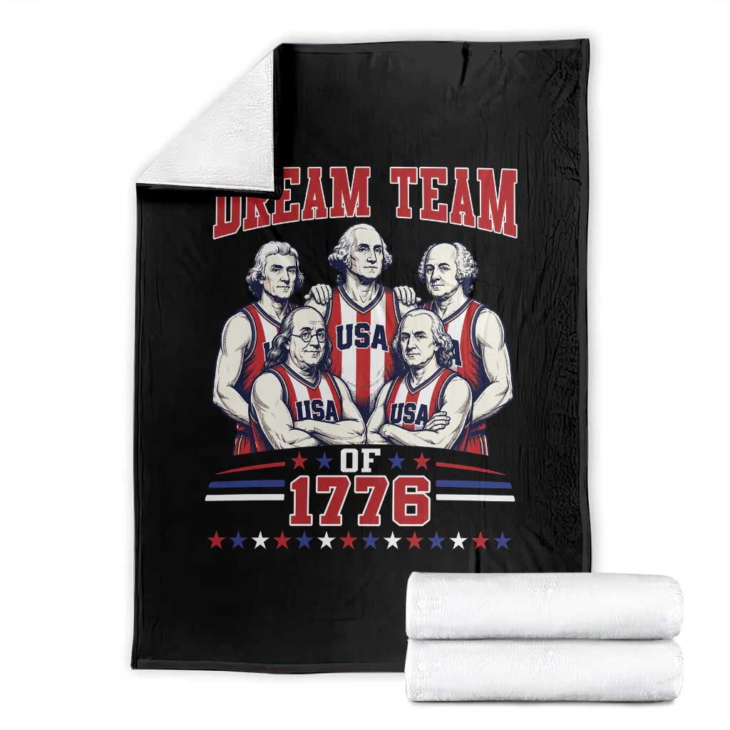 Dream Team of 1776 Funny Basketball 4th of July Founding Fathers Throw Blanket
