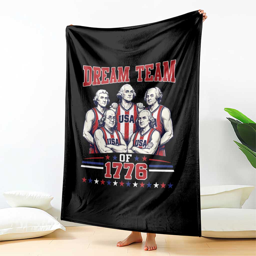 Dream Team of 1776 Funny Basketball 4th of July Founding Fathers Throw Blanket