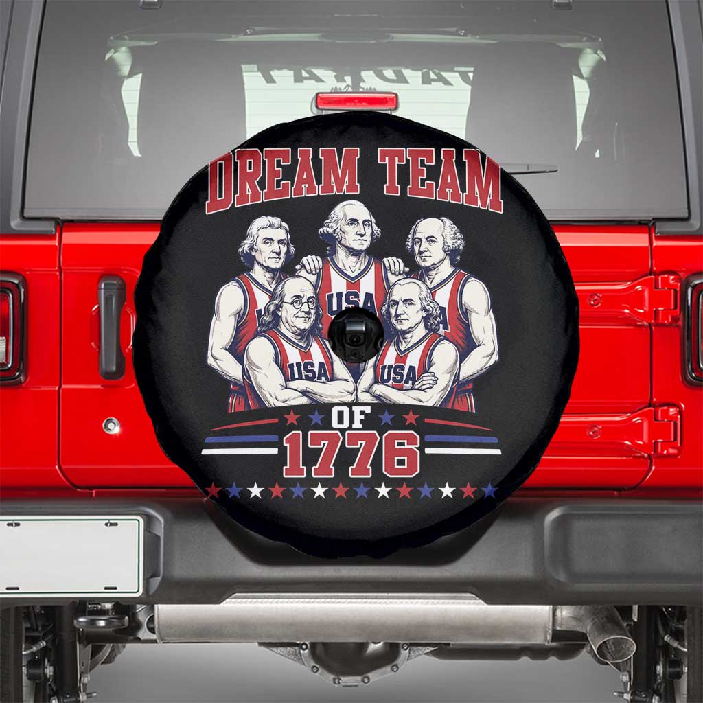 Dream Team of 1776 Funny Basketball 4th of July Founding Fathers Spare Tire Cover