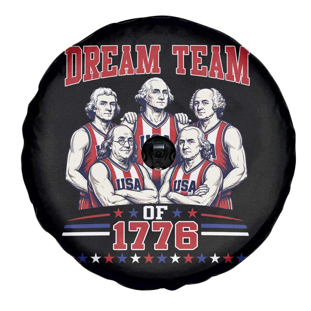 Dream Team of 1776 Funny Basketball 4th of July Founding Fathers Spare Tire Cover
