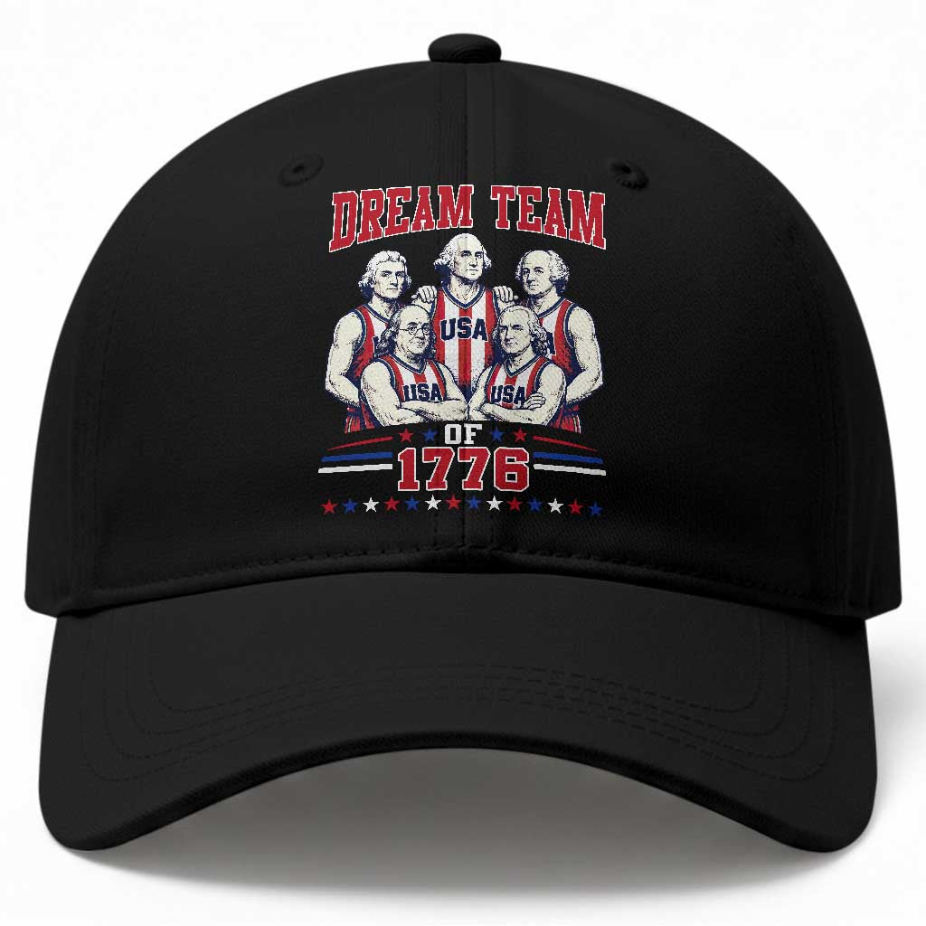 Dream Team of 1776 Funny Basketball 4th of July Founding Fathers Baseball Cap