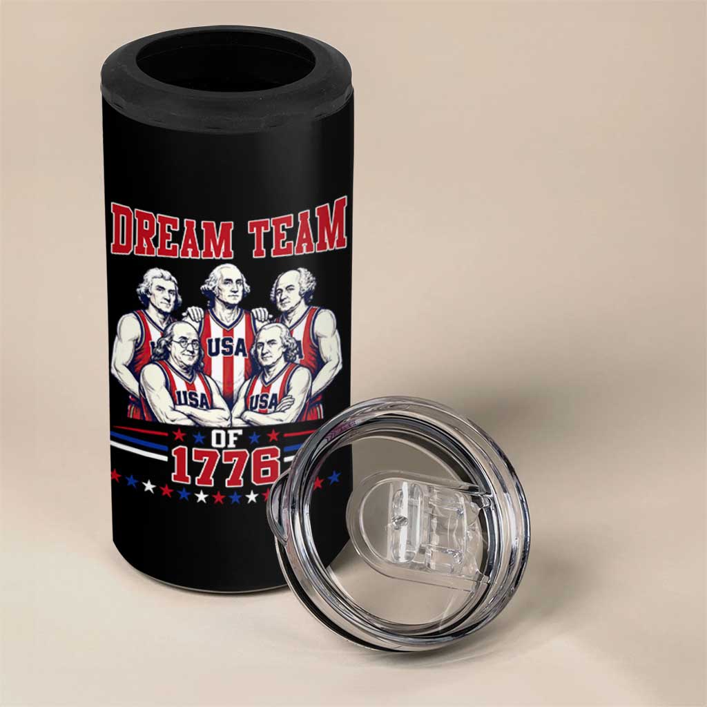 Dream Team of 1776 Funny Basketball 4th of July Founding Fathers 4 in 1 Can Cooler Tumbler