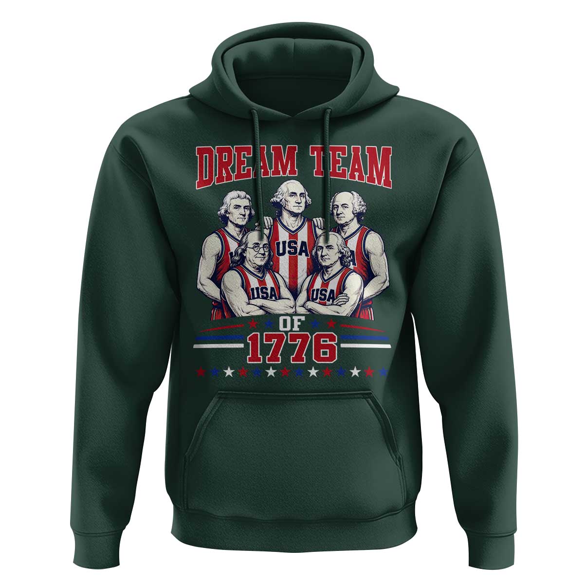 Dream Team of 1776 Funny Basketball 4th of July Founding Fathers Hoodie
