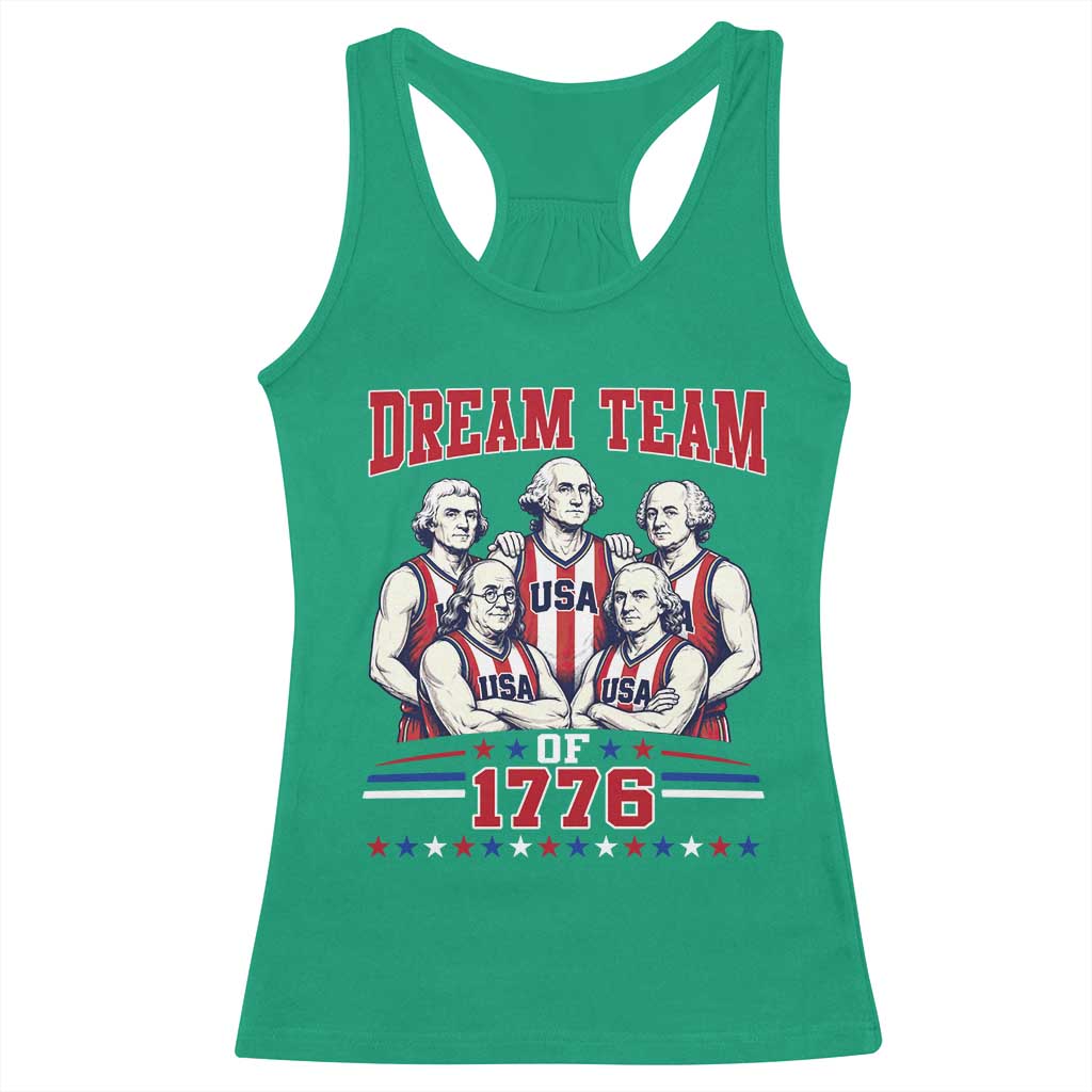 Dream Team of 1776 Funny Basketball 4th of July Founding Fathers Racerback Tank Top