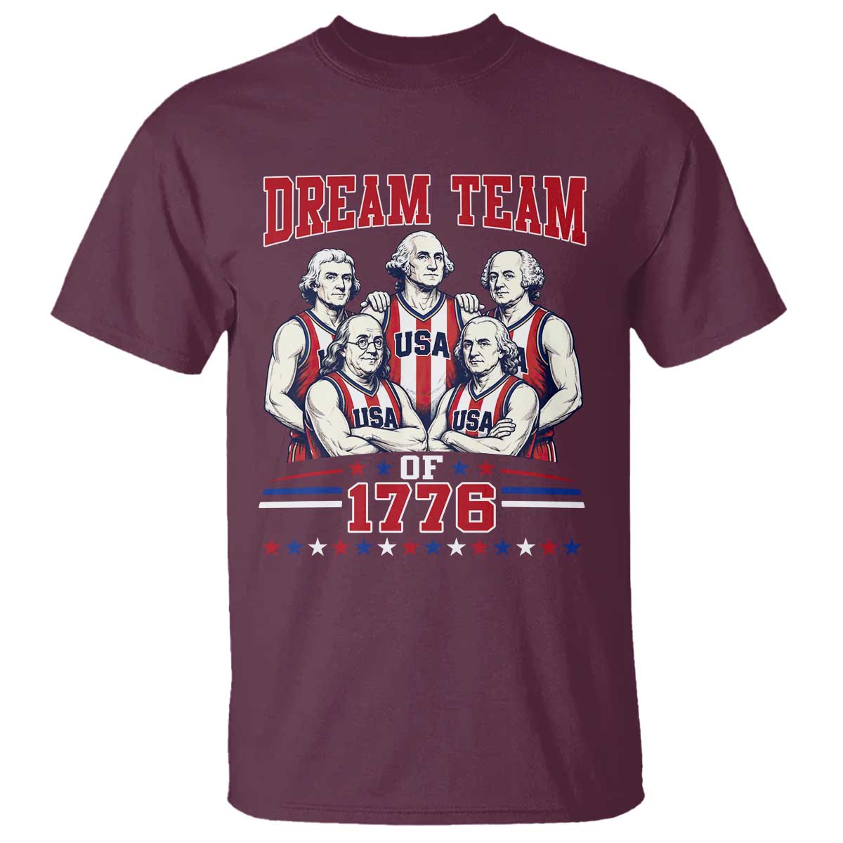 Dream Team of 1776 Funny Basketball 4th of July Founding Fathers T Shirt