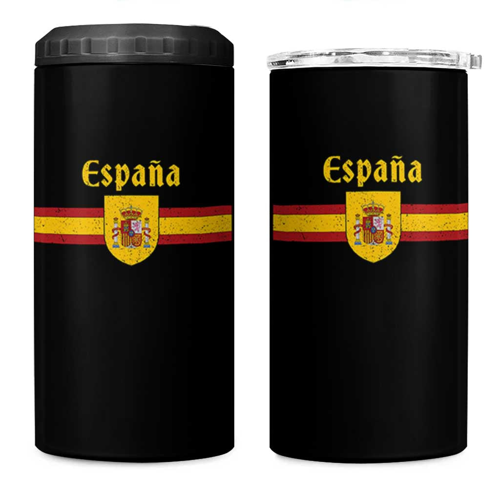 Espana Escudo Retro Spain Coat of Arms and Flag Español 4 in 1 Can Cooler Tumbler