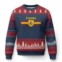 Espana Escudo Retro Spain Coat of Arms and Flag Español Ugly Christmas Sweater