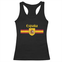 Espana Escudo Retro Spain Coat of Arms and Flag Español Racerback Tank Top