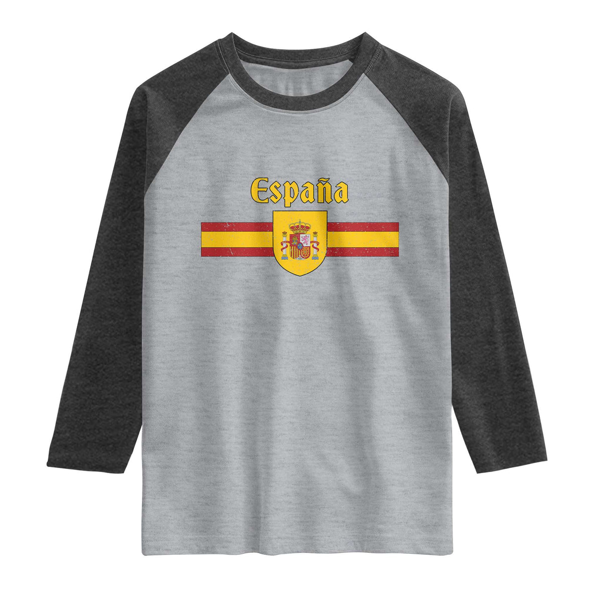 Espana Escudo Retro Spain Coat of Arms and Flag Español Raglan Shirt
