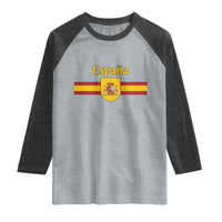 Espana Escudo Retro Spain Coat of Arms and Flag Español Raglan Shirt
