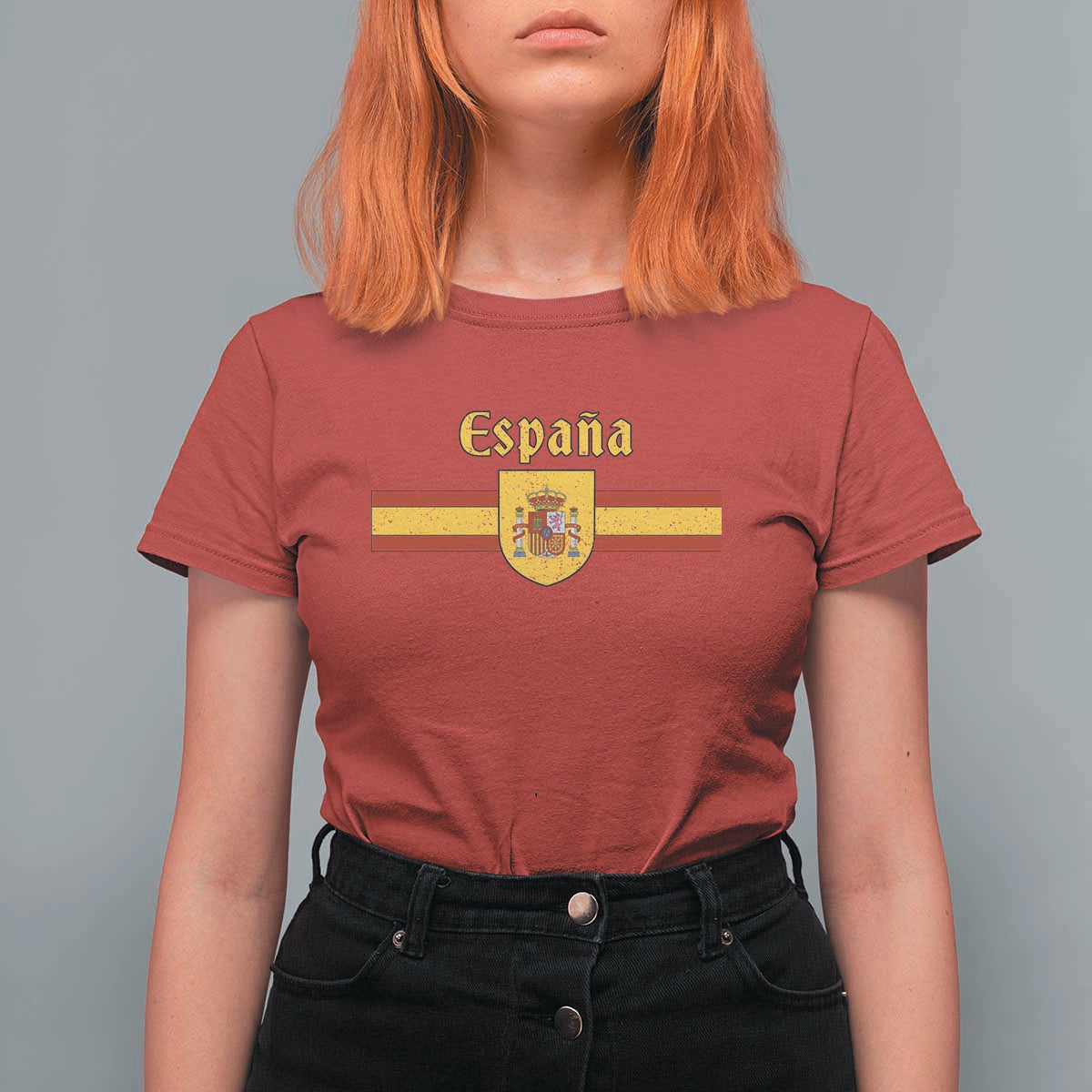 Espana Escudo Retro Spain Coat of Arms and Flag Español T Shirt For Women