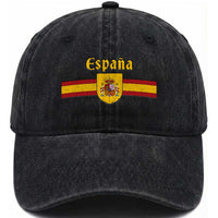 Espana Escudo Retro Spain Coat of Arms and Flag Español Washed Cotton Baseball Cap