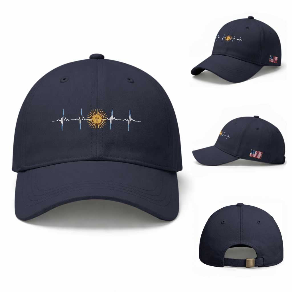 Argentina Sun of May Heartbeat ECG Pulse Argentine Pride Baseball Cap