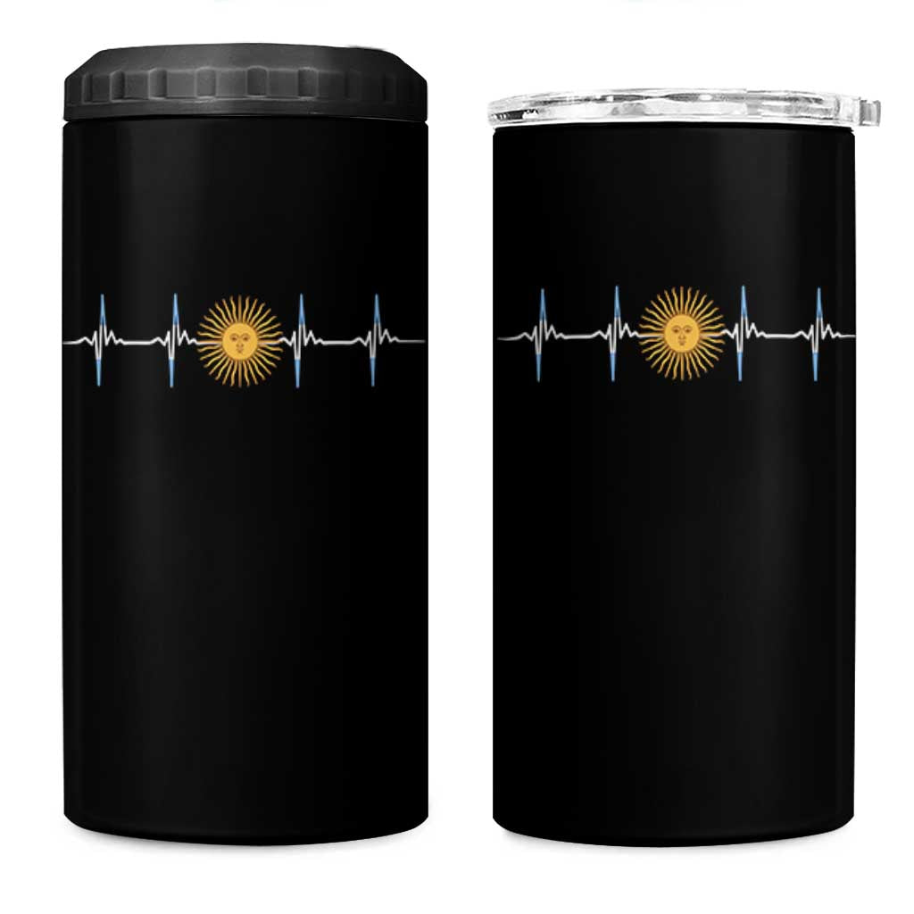 Argentina Sun of May Heartbeat ECG Pulse Argentine Pride 4 in 1 Can Cooler Tumbler