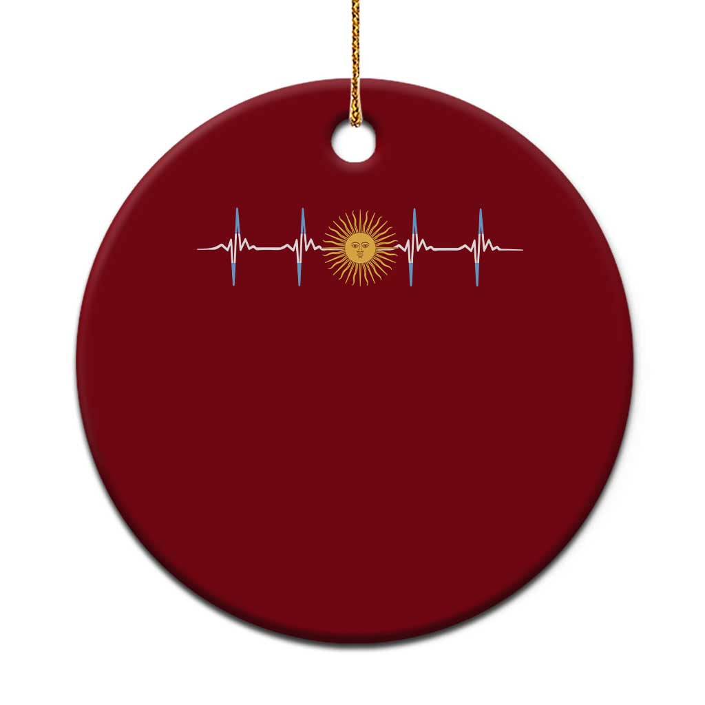 Argentina Sun of May Heartbeat ECG Pulse Argentine Pride Ceramic Ornament