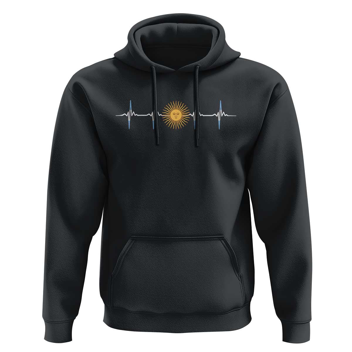 Argentina Sun of May Heartbeat ECG Pulse Argentine Pride Hoodie