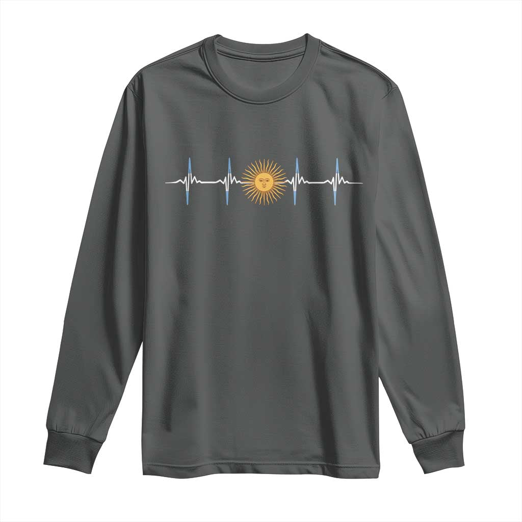 Argentina Sun of May Heartbeat ECG Pulse Argentine Pride Long Sleeve Shirt