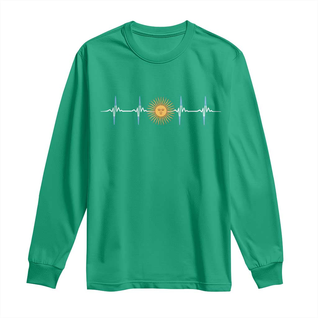 Argentina Sun of May Heartbeat ECG Pulse Argentine Pride Long Sleeve Shirt