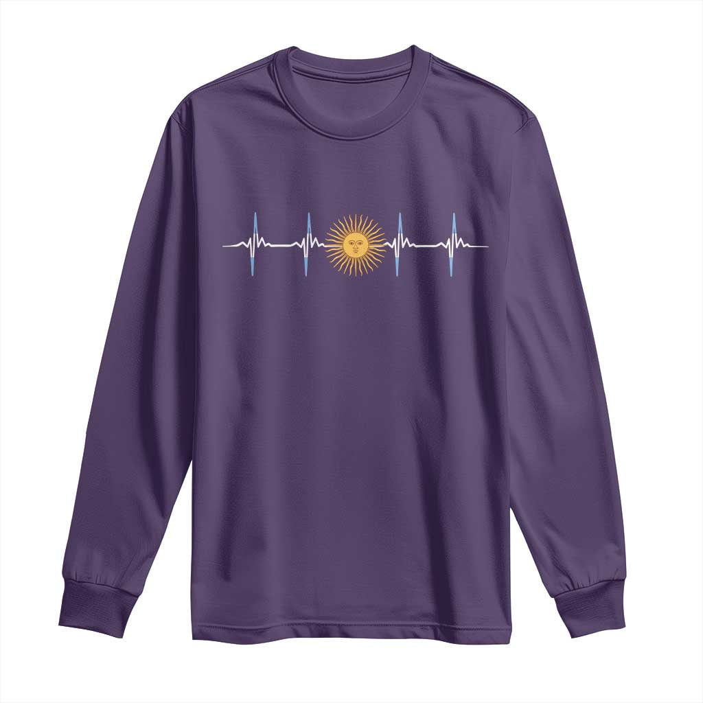 Argentina Sun of May Heartbeat ECG Pulse Argentine Pride Long Sleeve Shirt