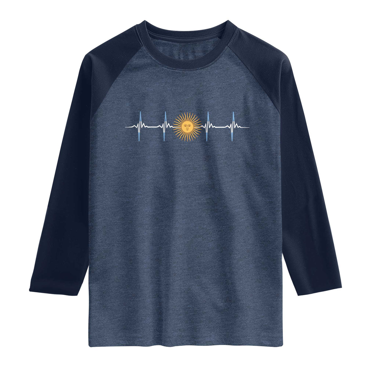 Argentina Sun of May Heartbeat ECG Pulse Argentine Pride Raglan Shirt