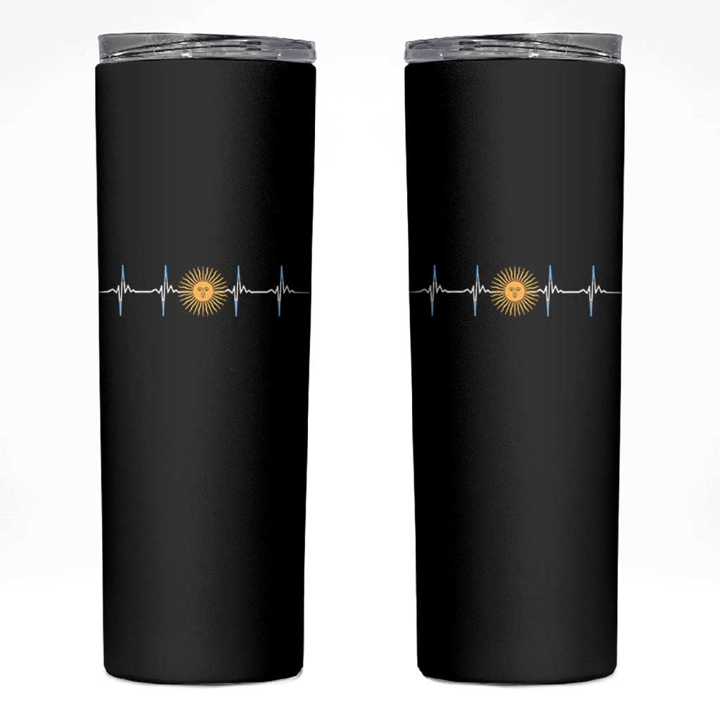 Argentina Sun of May Heartbeat ECG Pulse Argentine Pride Skinny Tumbler