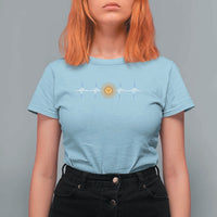 Argentina Sun of May Heartbeat ECG Pulse Argentine Pride T Shirt For Women