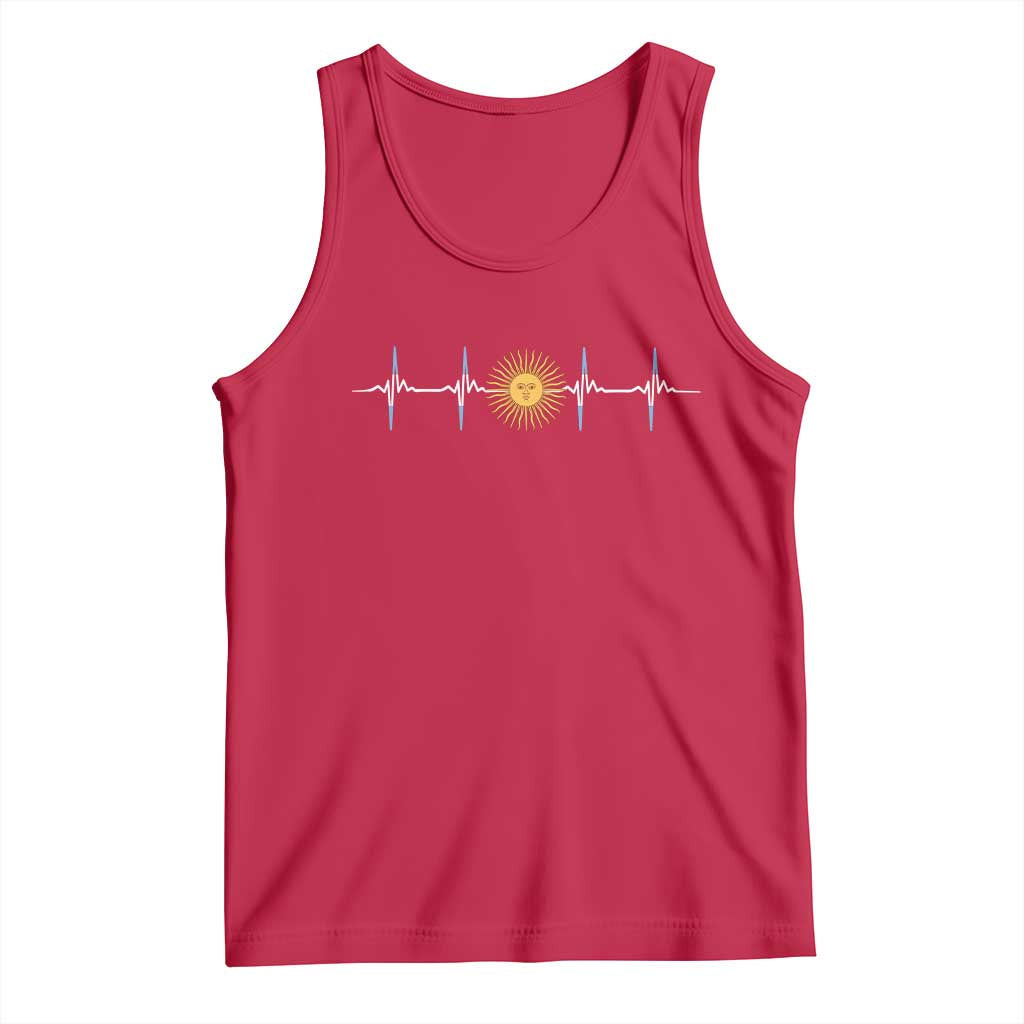 Argentina Sun of May Heartbeat ECG Pulse Argentine Pride Tank Top