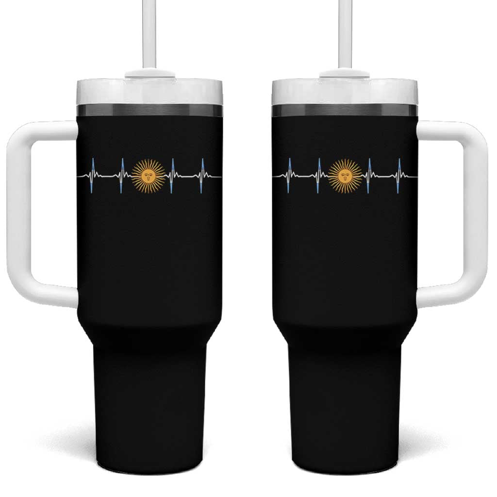 Argentina Sun of May Heartbeat ECG Pulse Argentine Pride Tumbler With Handle
