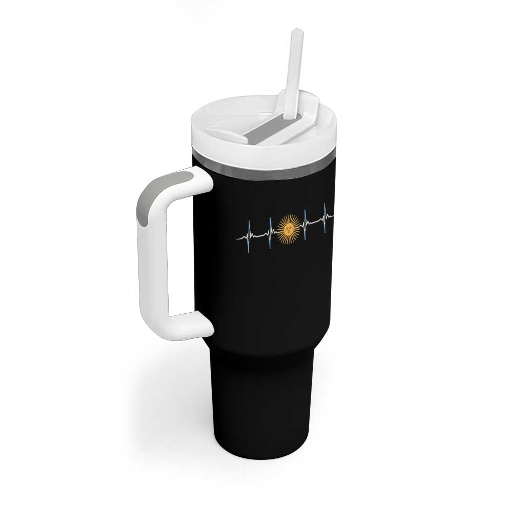 Argentina Sun of May Heartbeat ECG Pulse Argentine Pride Tumbler With Handle