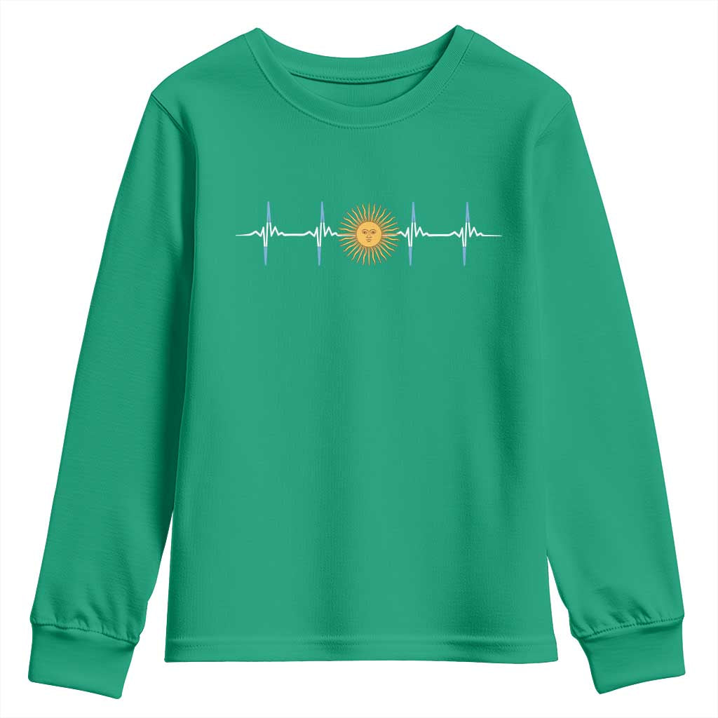 Argentina Sun of May Heartbeat ECG Pulse Argentine Pride Youth Sweatshirt