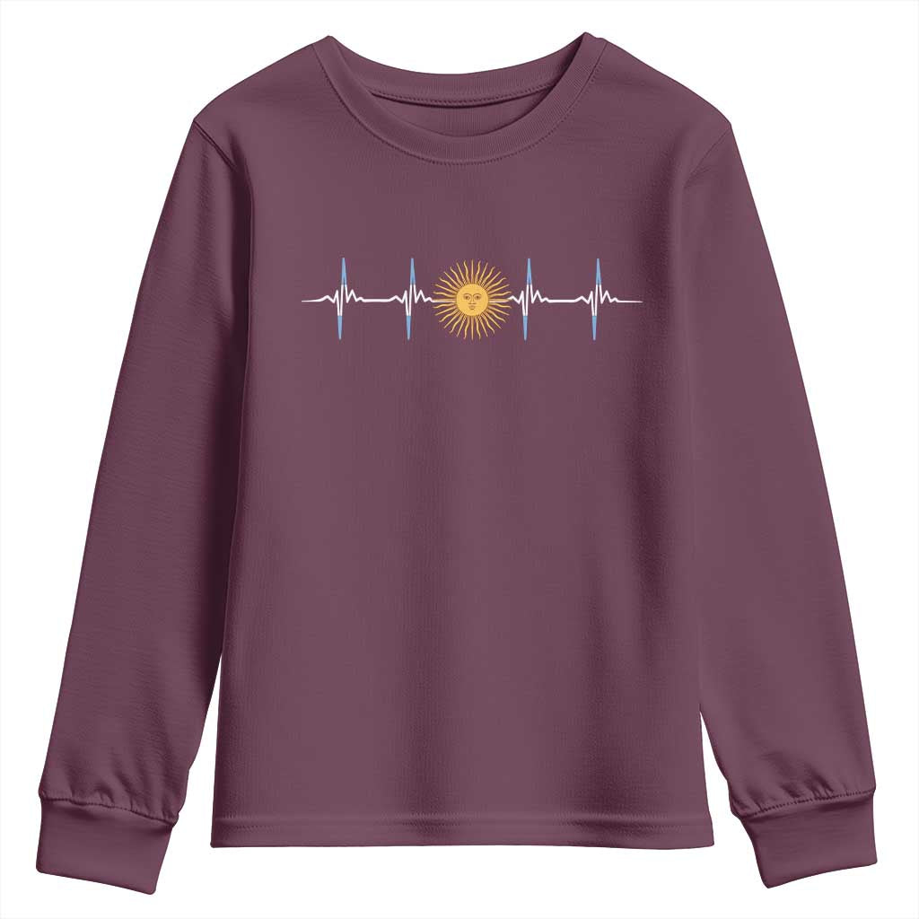Argentina Sun of May Heartbeat ECG Pulse Argentine Pride Youth Sweatshirt