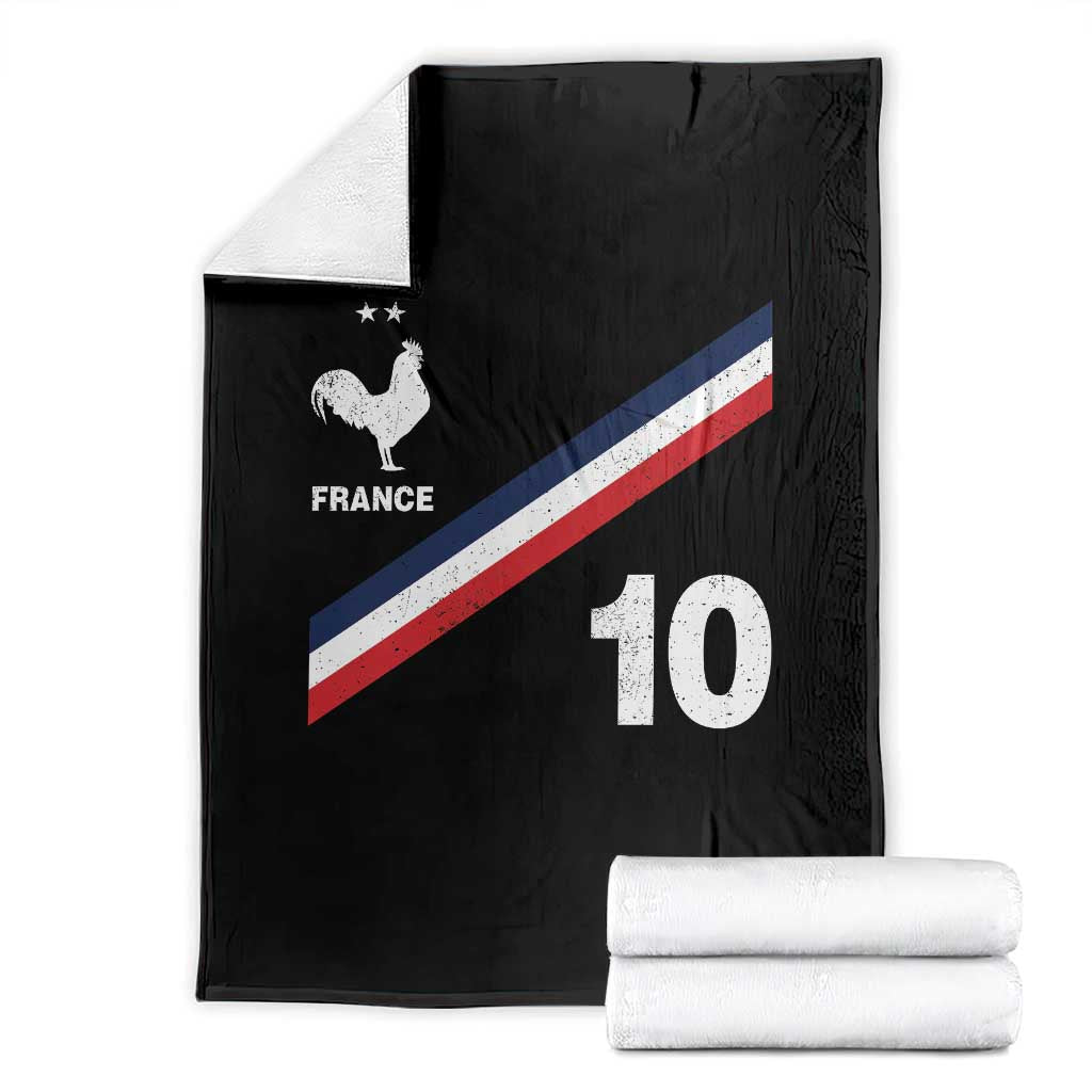 France Football Coq Throw Blanket French Flag Stripes Number 10 Athletic Soccer National Pride