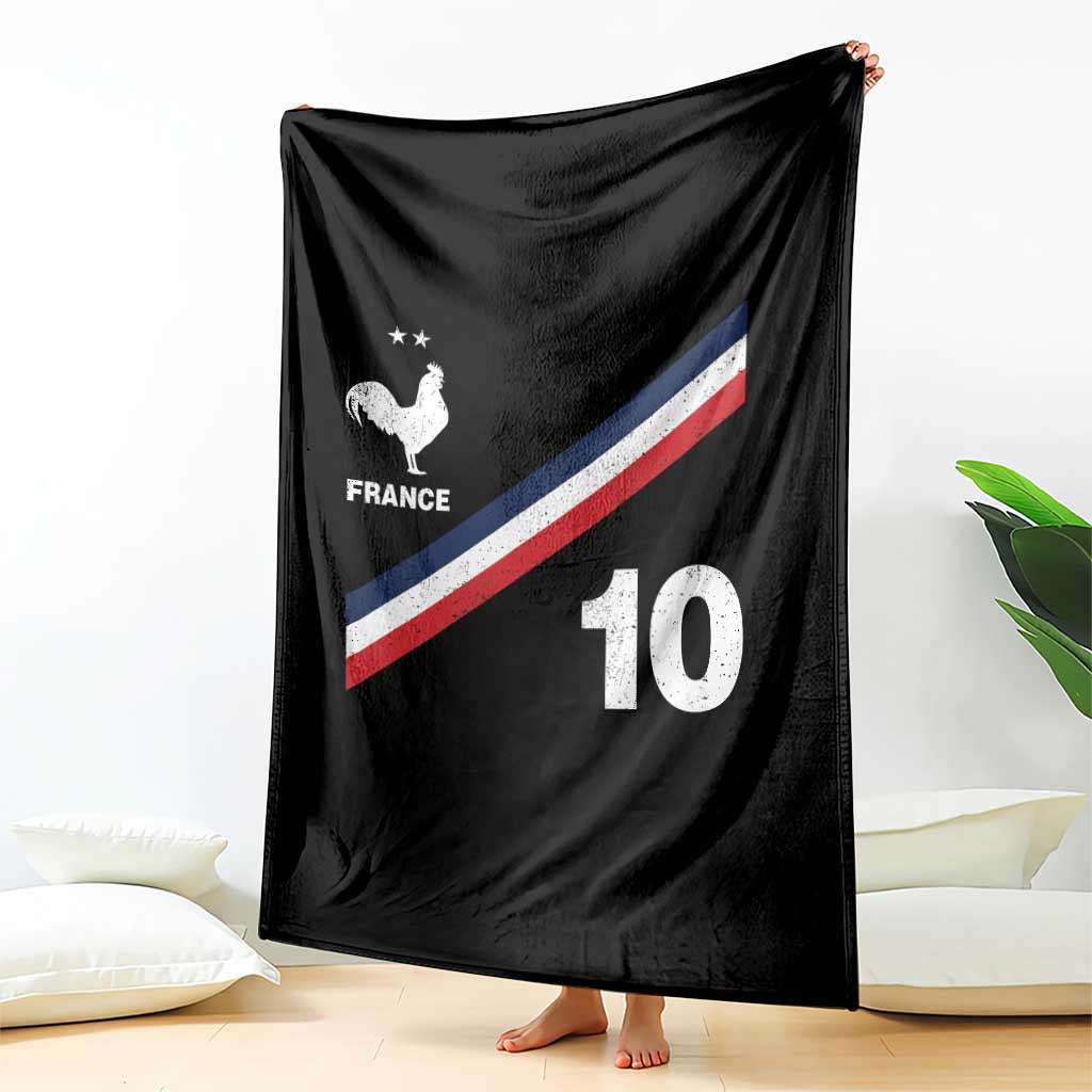 France Football Coq Throw Blanket French Flag Stripes Number 10 Athletic Soccer National Pride