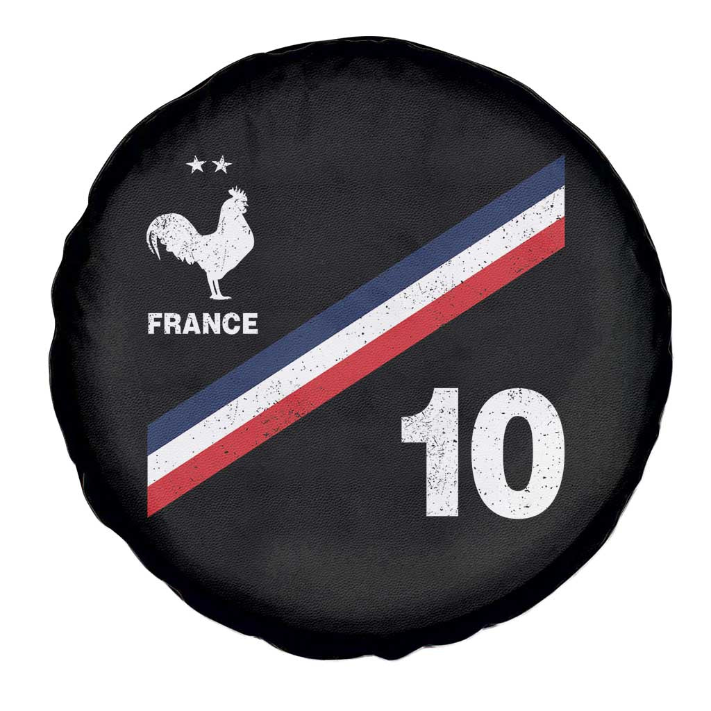 France Football Coq Spare Tire Cover French Flag Stripes Number 10 Athletic Soccer National Pride