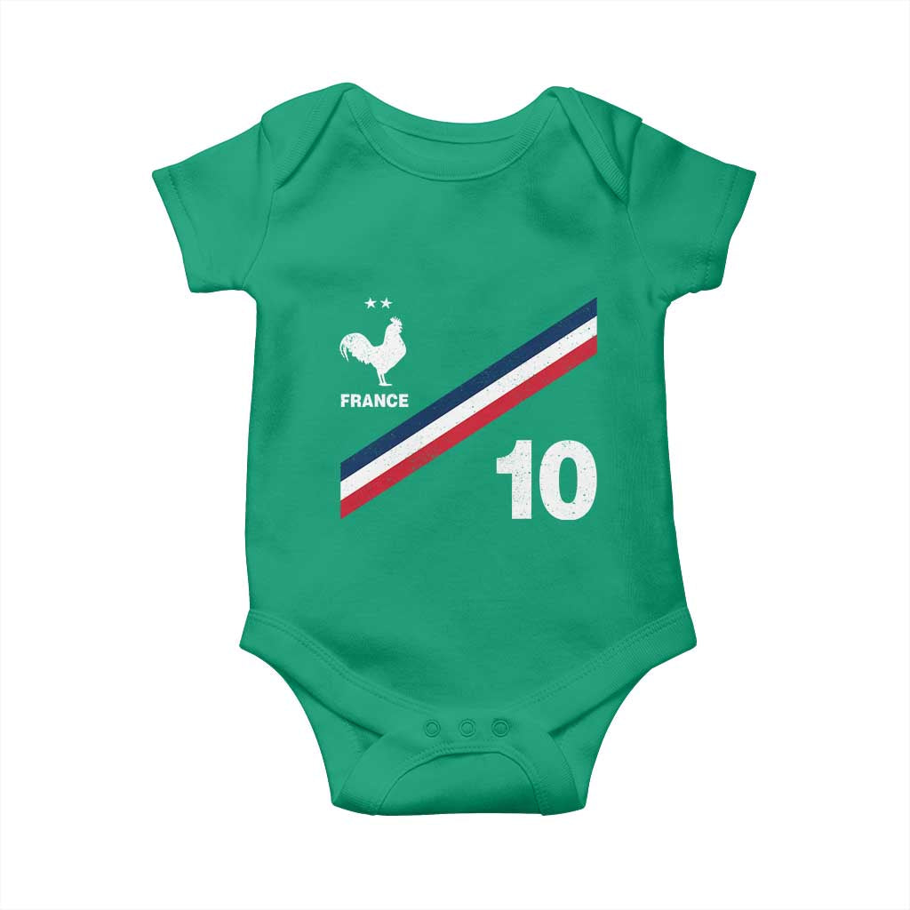 France Football Coq Baby Onesie French Flag Stripes Number 10 Athletic Soccer National Pride