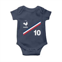 France Football Coq Baby Onesie French Flag Stripes Number 10 Athletic Soccer National Pride