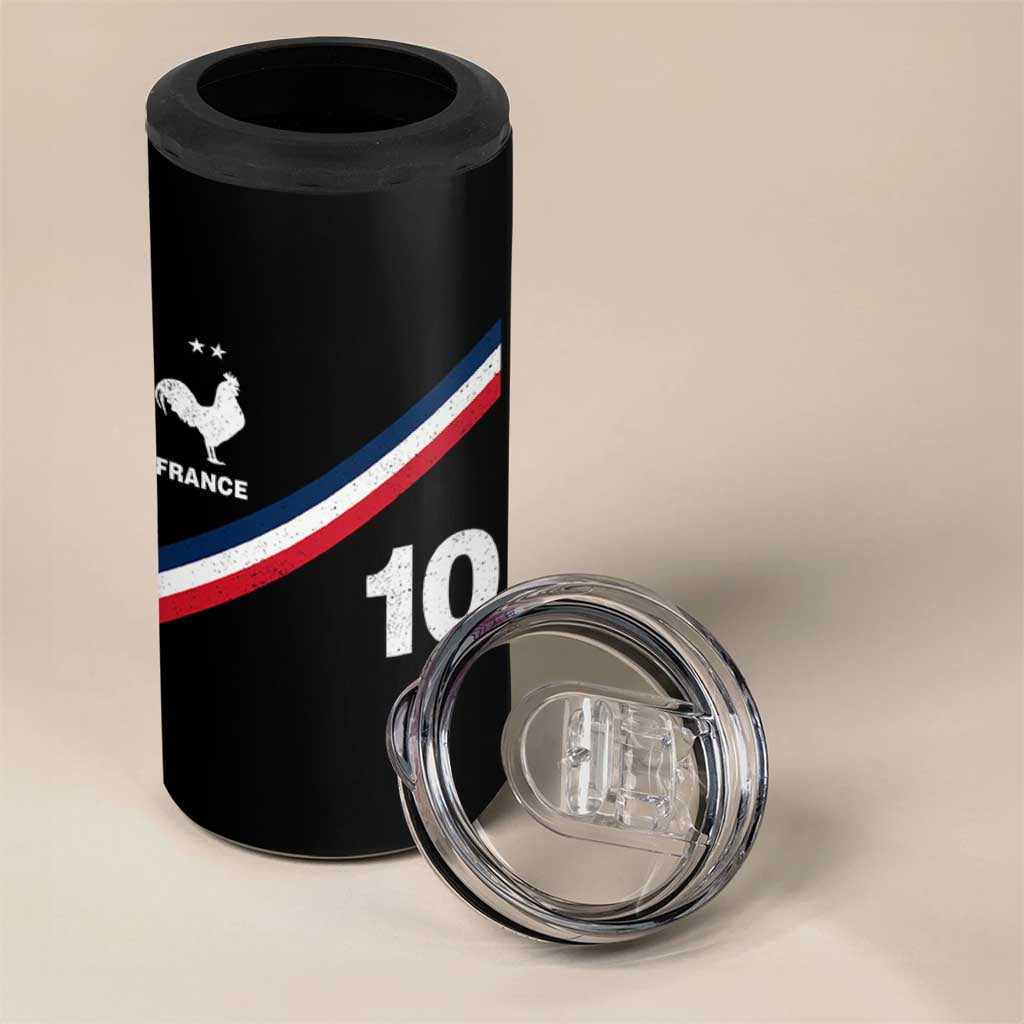 France Football Coq 4 in 1 Can Cooler Tumbler French Flag Stripes Number 10 Athletic Soccer National Pride